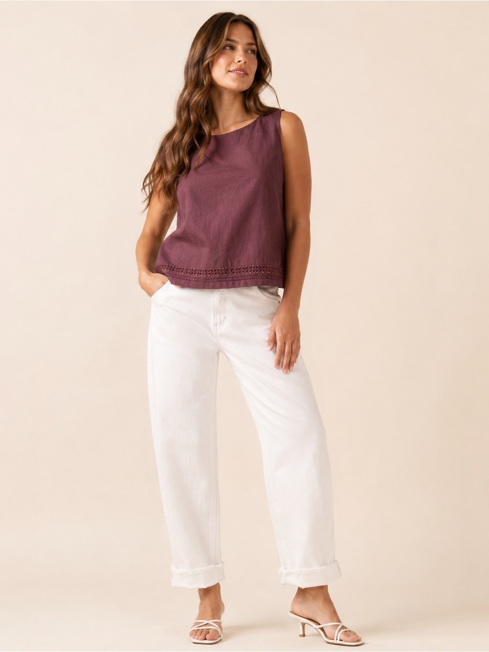 Silk Linen Sleeveless embroidered Top 20WP NWT Jones New York
